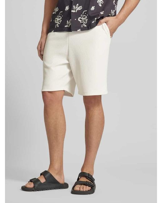 SELECTED Loose Fit Shorts in Ripp-Optik in White für Herren