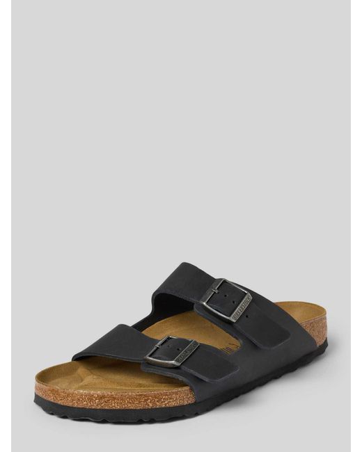 Birkenstock Slippers Van Leer Met Doornsluiting in het Black voor heren