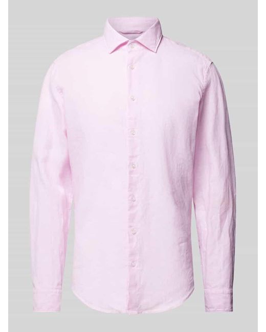 Seidensticker Slim Fit Leinenhemd mit Kentkragen in Pink für Herren