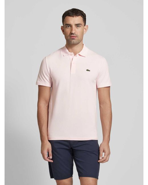 Lacoste Poloshirt mit Label-Detail in Pink für Herren