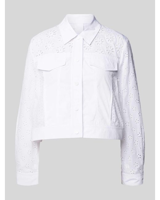 Marc Cain Korte Overhemdblouse Met Ajourpatroon in het White
