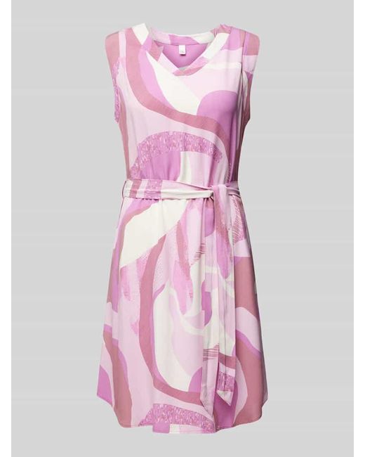 QS Pink Knielanges Kleid mit Bindegürtel