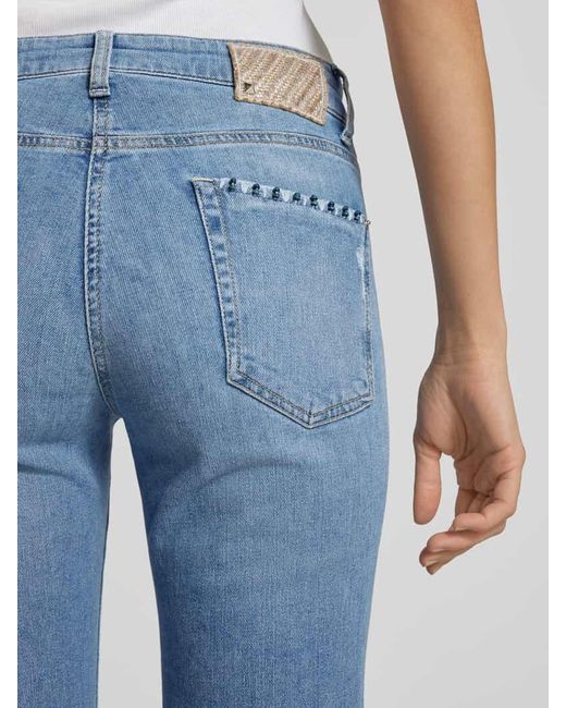 Cambio Blue Flared Jeans mit Ziersteinbesatz Modell 'PARIS'