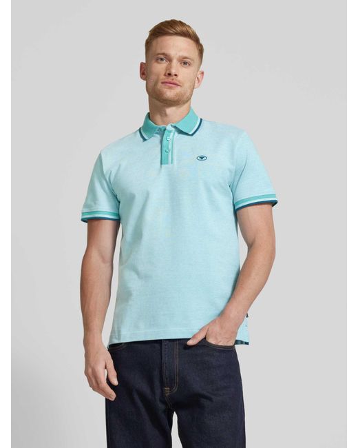Tom Tailor Regular Fit Poloshirt mit Label-Print in Blue für Herren