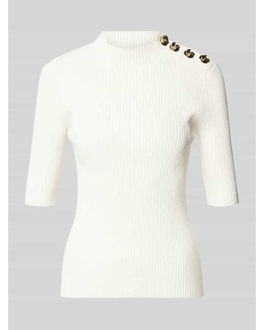 Ted Baker White Strickshirt Mit Zierknöpfen Und 1/2-Arm