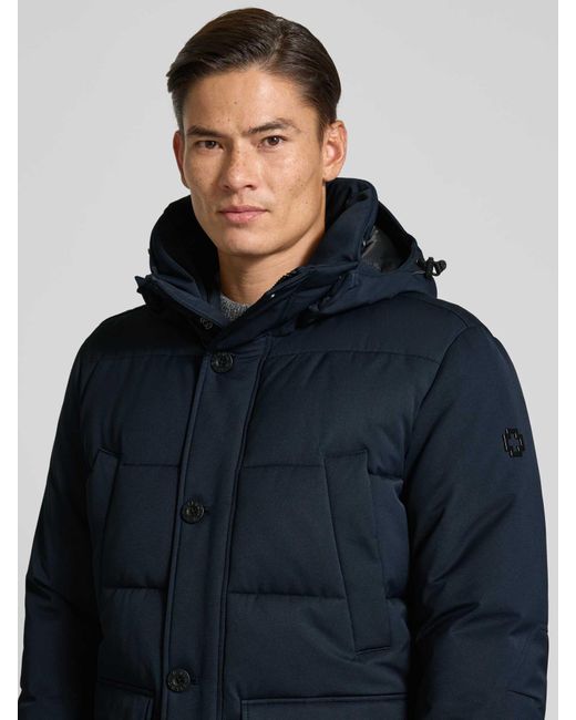 Strellson Regular Fit Gewatteerd Jack Met Capuchon, Model 'Piazza' in het Blue voor heren