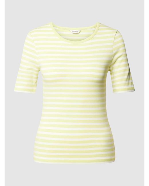 Gant Slim Fit T-shirt Met Streepmotief in het Yellow