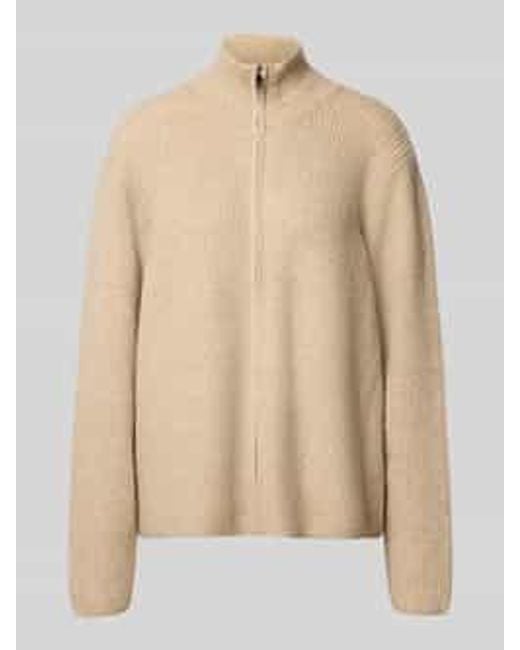 Ichi Regular Fit Gebreid Jack Met Opstaande Kraag, Model 'Ihducie' in het Natural