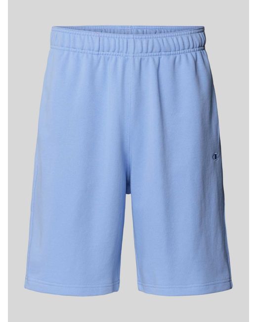 Champion Relaxed Fit Sweatbermuda Met Logostitching, Model 'Icons' in het Blue voor heren