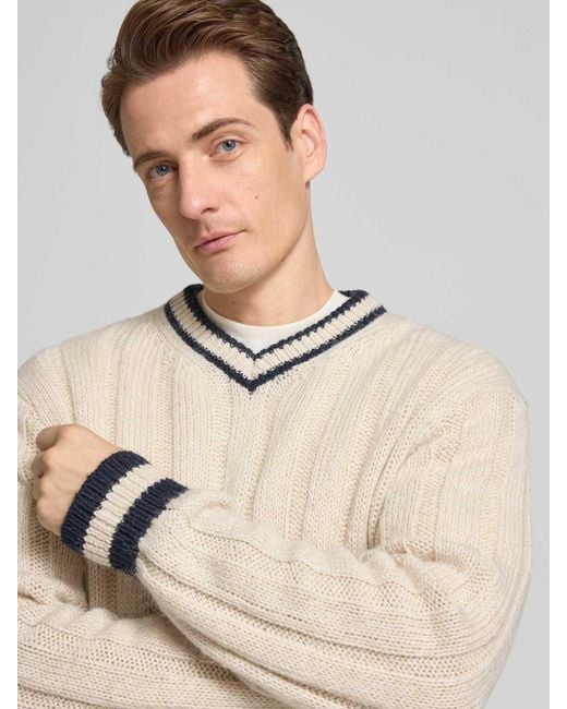 SELECTED Relaxed Fit Gebreide Pullover Met Wol, Model 'Roy' in het Natural voor heren