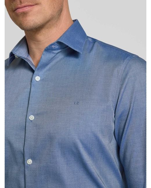 Calvin Klein Slim Fit Zakelijk Overhemd Met Kentkraag in het Blue voor heren