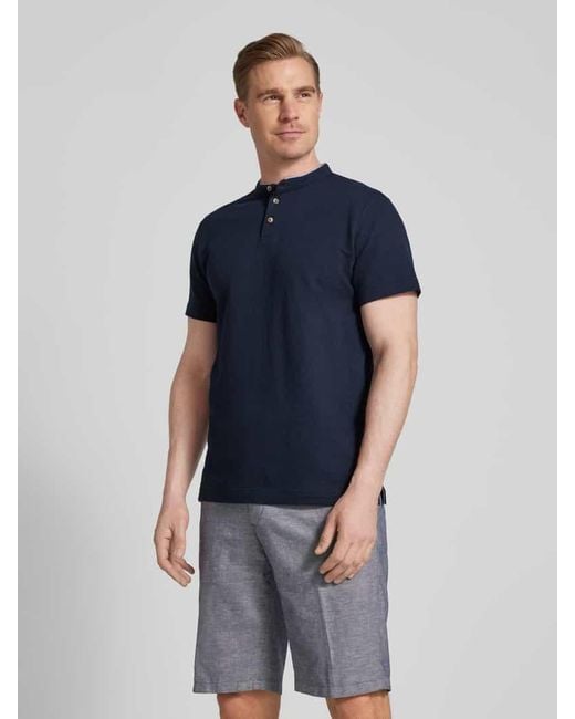 Tom Tailor Regular Fit Poloshirt mit Strukturmuster in Blue für Herren