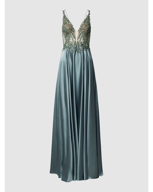 Luxuar Blue Abendkleid mit Paillettenbesatz