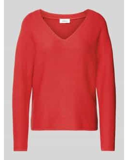 S.oliver Comfort Fit Gebreide Pullover Van Katoenmix Met V-hals in het Red