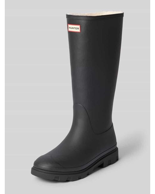 Hunter Black Stiefel mit Label-Patch