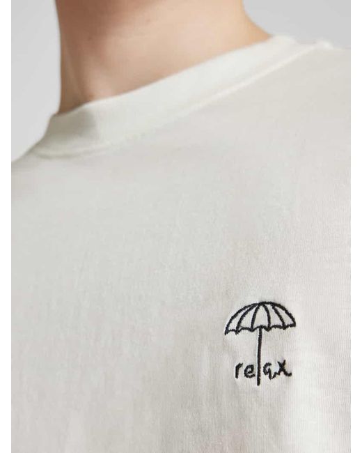 Blend T-Shirt mit geripptem Rundhalsausschnitt Modell 'JENS' in Natural für Herren