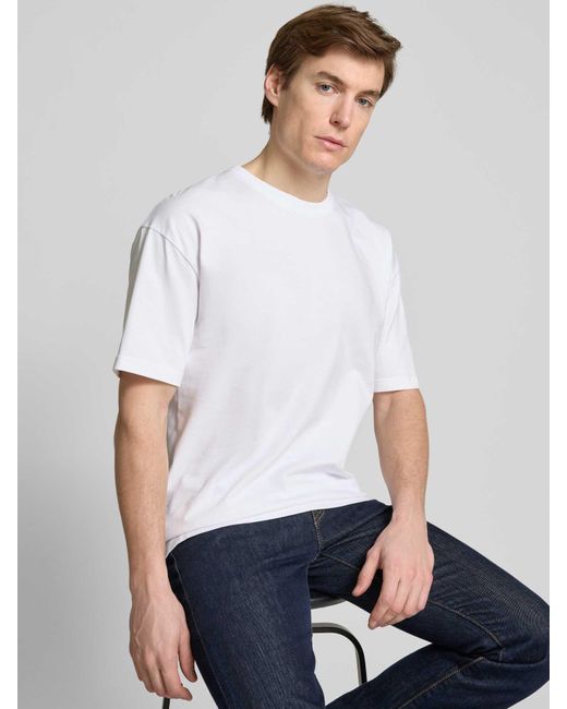 Samsøe & Samsøe T-Shirt Met Geribde Ronde Hals, Model 'Hudson' in het White voor heren