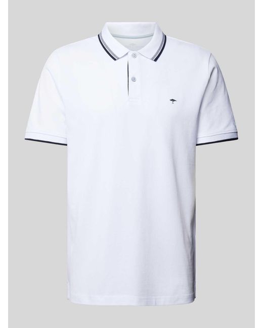 Fynch-Hatton Regular Fit Poloshirt mit Kontraststreifen in White für Herren