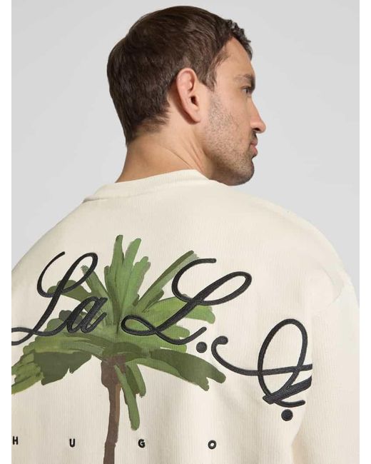 HUGO Sweatshirt mit Label-Stitching Modell 'Dutap' in Natural für Herren