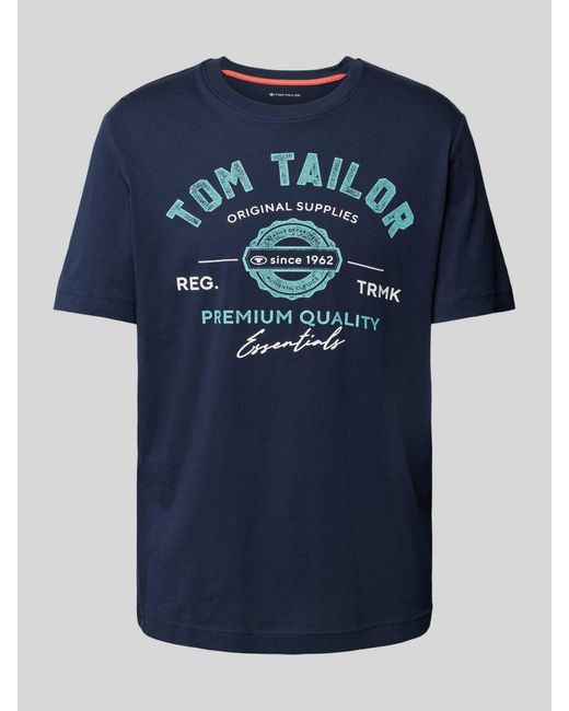 Tom Tailor T-Shirt mit Label-Print in Blue für Herren