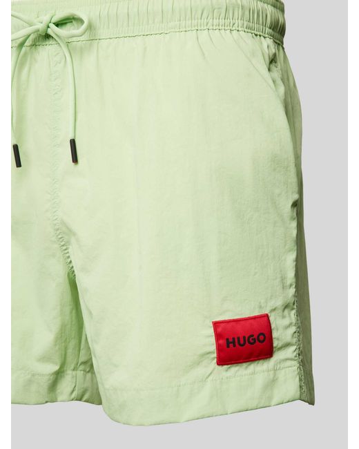 HUGO Regular Fit Zwembroek Met Labelpatch, Model 'Dominica' in het Green voor heren