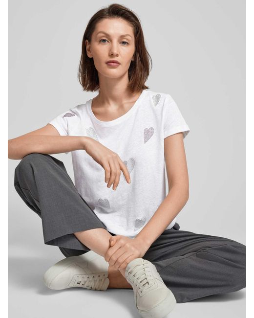 Mos Mosh White T-Shirt mit Strasssteinbesatz Modell 'LAURA'