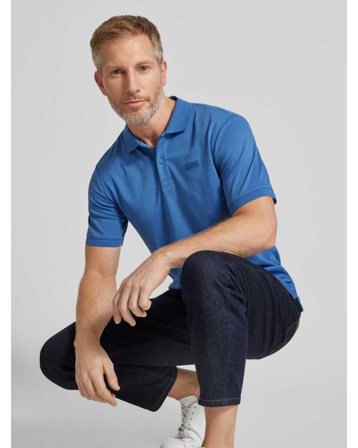 Calvin Klein Regular Fit Poloshirt Met Knoopsluiting in het Blue voor heren
