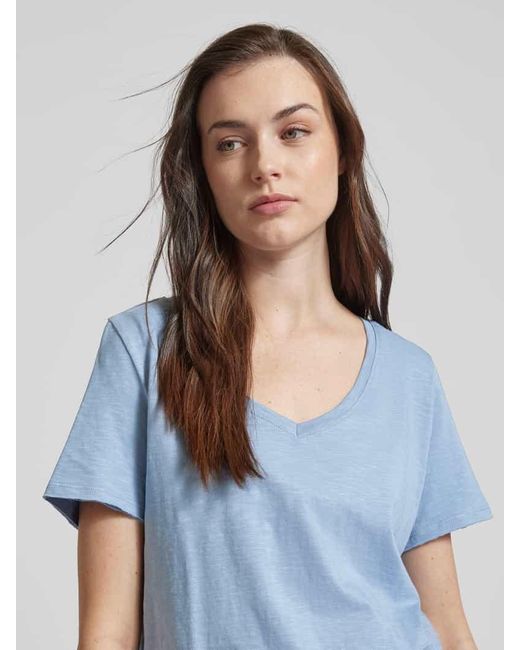 S.oliver Blue T-Shirt mit V-Ausschnitt