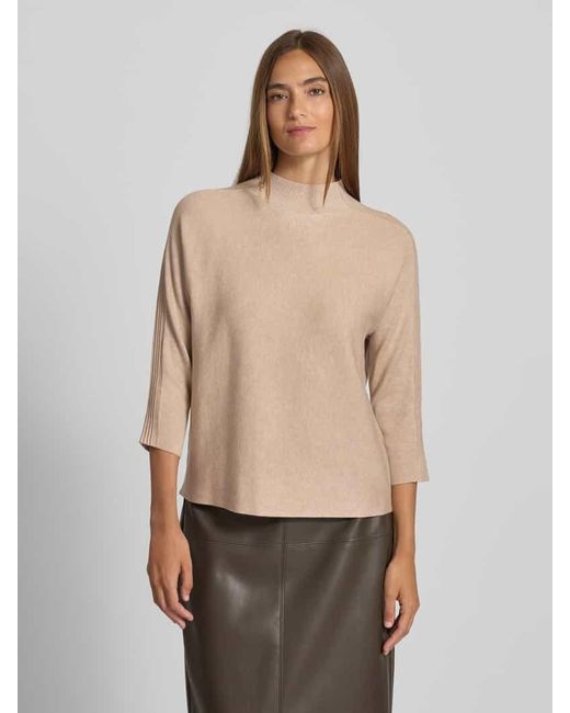 Comma, Natural Strickpullover mit Stehkragen und 3/4-Arm