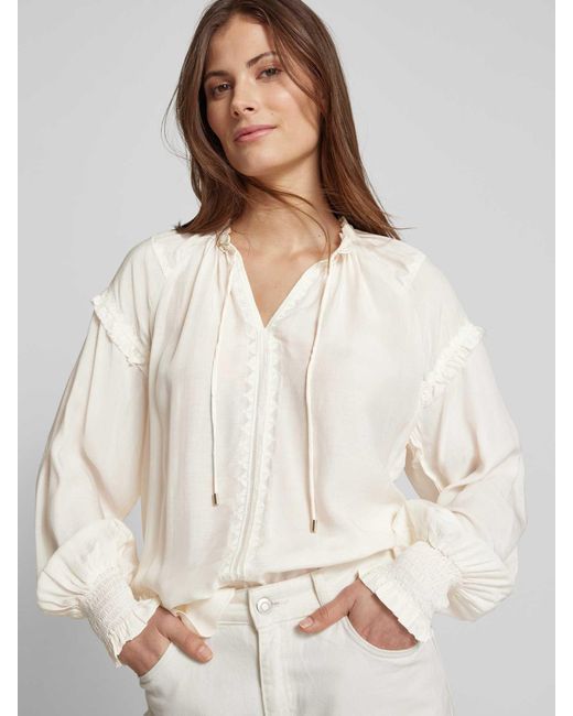 Mos Mosh Relaxed Fit Blouse Met Druppelvormige Hals in het Natural