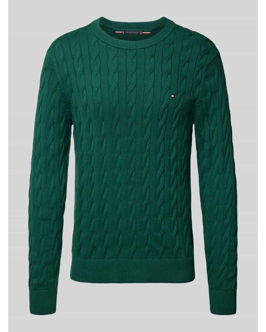 Tommy Hilfiger Regular Fit Strickpullover aus reiner Baumwolle in Green für Herren
