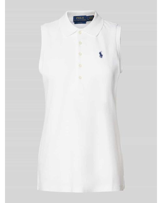 Polo Ralph Lauren White Slim Fit Poloshirt im ärmellosen Design Modell 'JULIE'