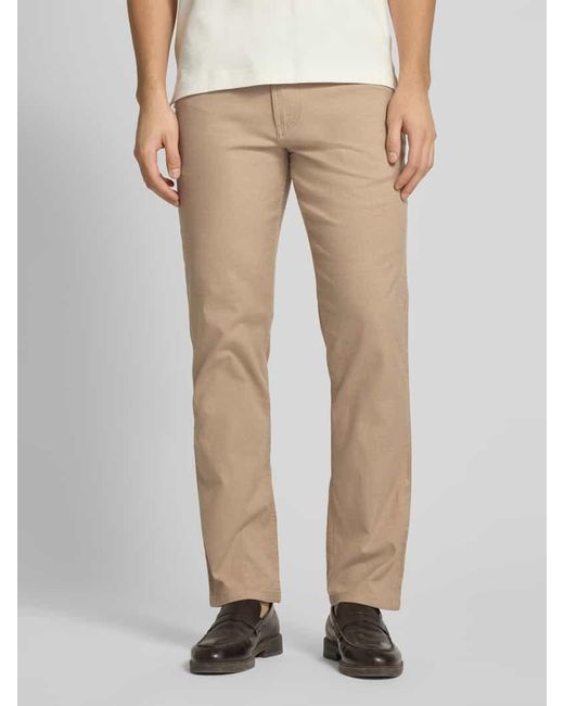 Christian Berg Men Tapered Fit Chino mit Strukturmuster in Natural für Herren