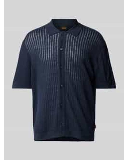Boss Regular Fit Linnen Overhemd Met Polokraag in het Blue voor heren
