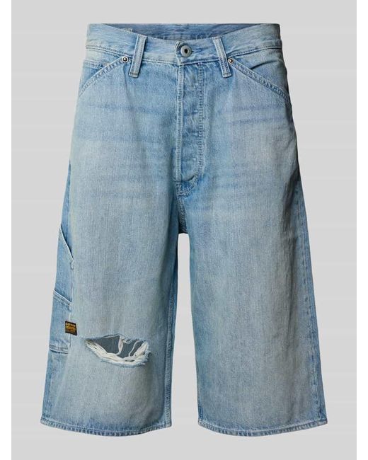G-Star Bermudas im Destroyed-Look Modell 'BAM' in Blue für Herren