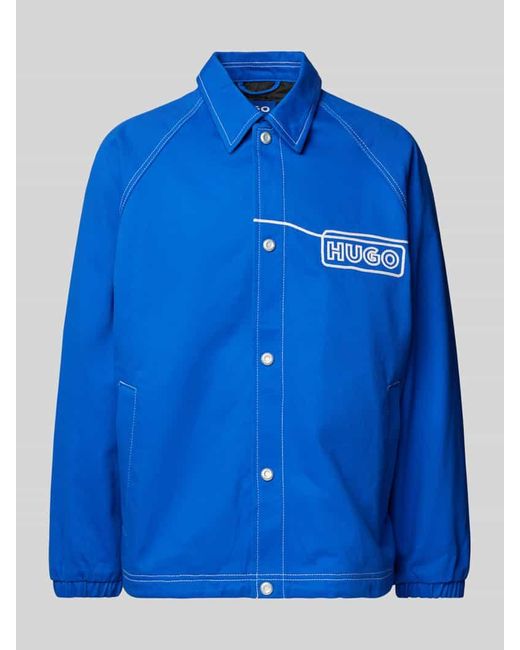 HUGO Jacke mit Druckknopfleiste Modell 'Bujo' in Blue für Herren