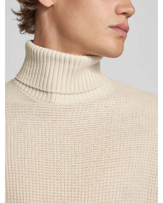 Jack & Jones Rollkragenpullover mit Strukturmuster Modell 'ROY' in Natural für Herren