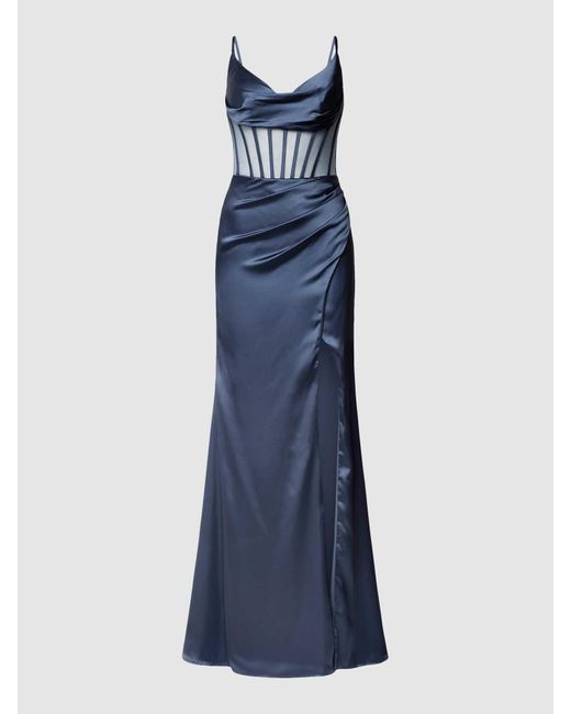 Luxuar Blue Abendkleid im semitransparenten Design