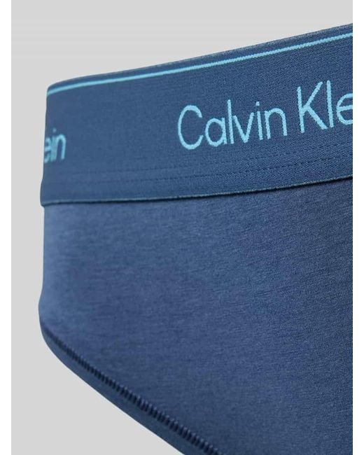 Calvin Klein Blue Slip mit elastischem Bund und Label-Details