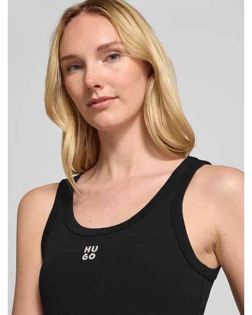 HUGO Black Tanktop mit Label-Stitching Modell 'Datamia'