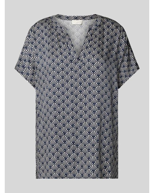 Milano Italy Regular Fit Blouseshirt Met Tuniekkraag in het Gray