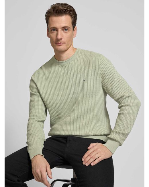 Christian Berg Men Regular Fit Gebreide Pullover Met Structuurmotief in het Green voor heren