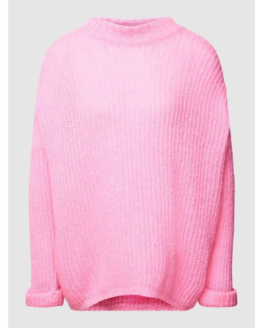 FROGBOX Gebreide Pullover Met Opstaande Kraag in het Pink