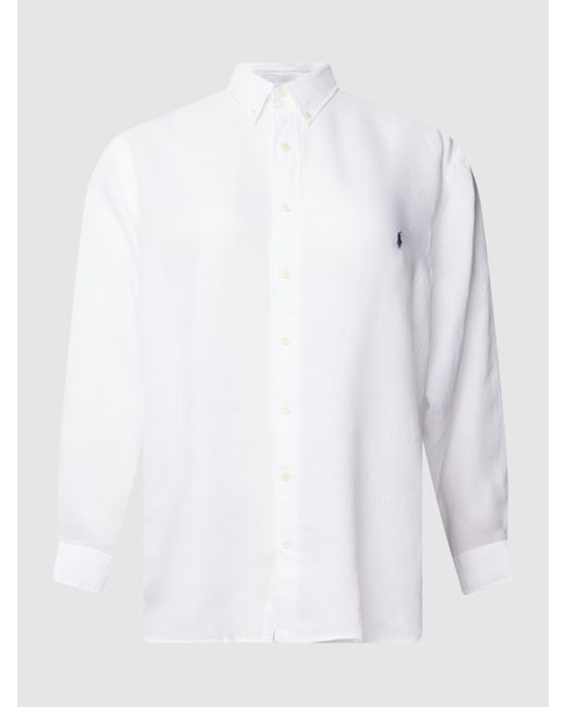 Ralph Lauren Plus Size Linnen Overhemd Met Logostitching in het Wit voor  heren | Lyst NL