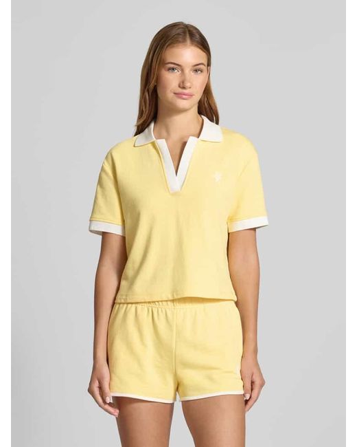 LeGer By Lena Gercke Yellow Poloshirt mit V-Ausschnitt