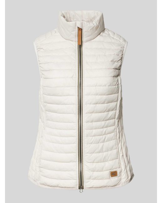 Camel Active Regular Fit Bodywarmer Met Opstaande Kraag En Labeldetail in het Natural