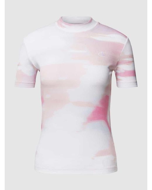 Calvin Klein Pink T-Shirt im Batik-Look