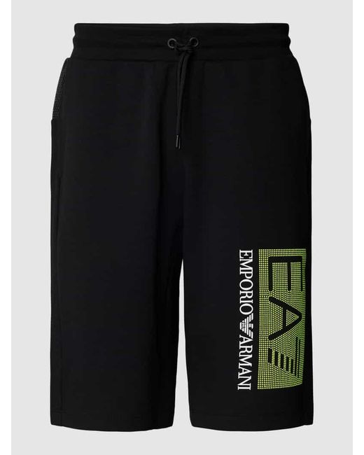 EA7 Sweatshorts mit Label-Print in Black für Herren