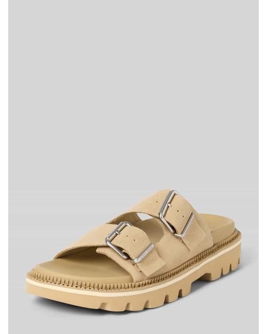 Tommy Hilfiger Natural Pantoletten aus Veloursleder