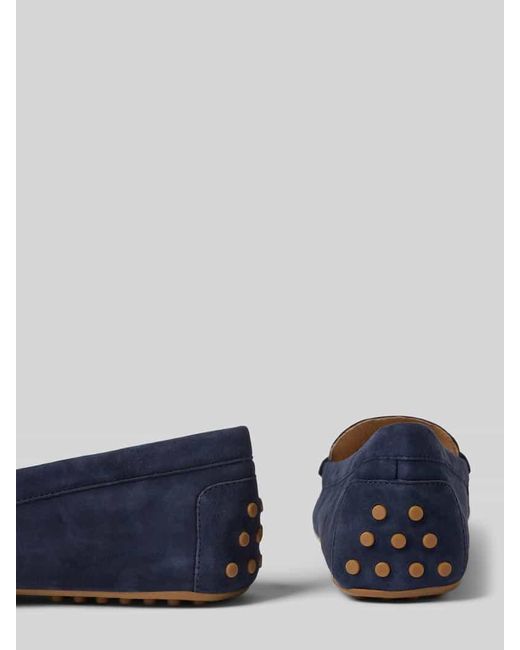 Ralph Lauren Blue Lederslipper mit Label-Applikation Modell 'BARNSBURY'